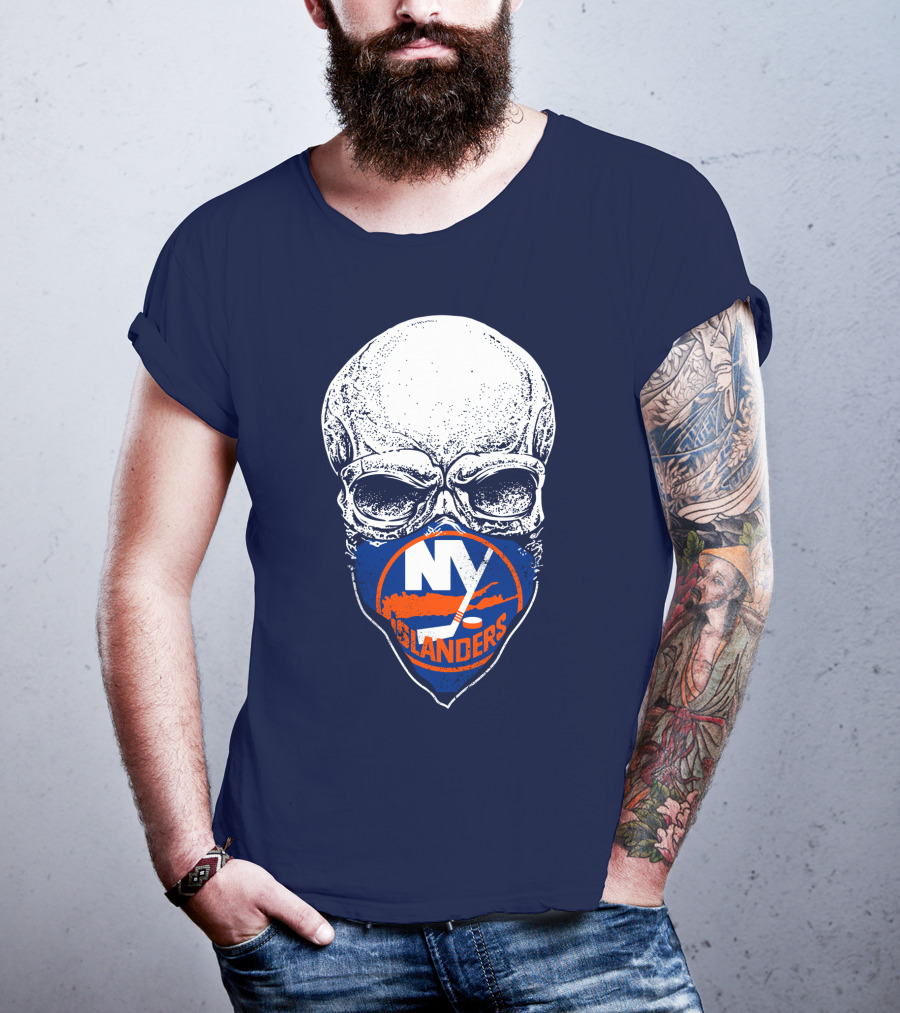 Ny Islanders Skull Logo Hockey Fan T-Shirt