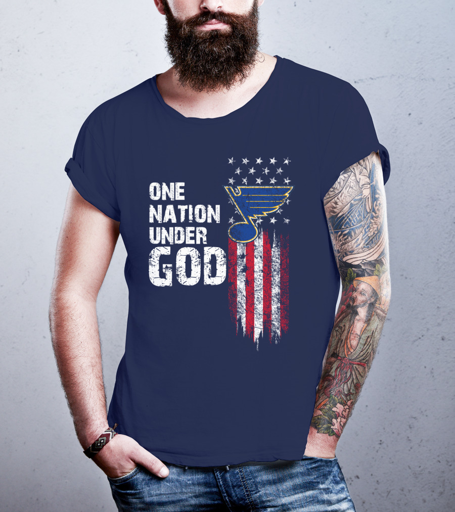 One Nation Under God St. Louis Blues American Flag Stars T-Shirt