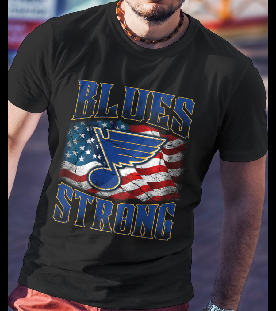 Blues Strong St. Louis American Flag T-Shirt