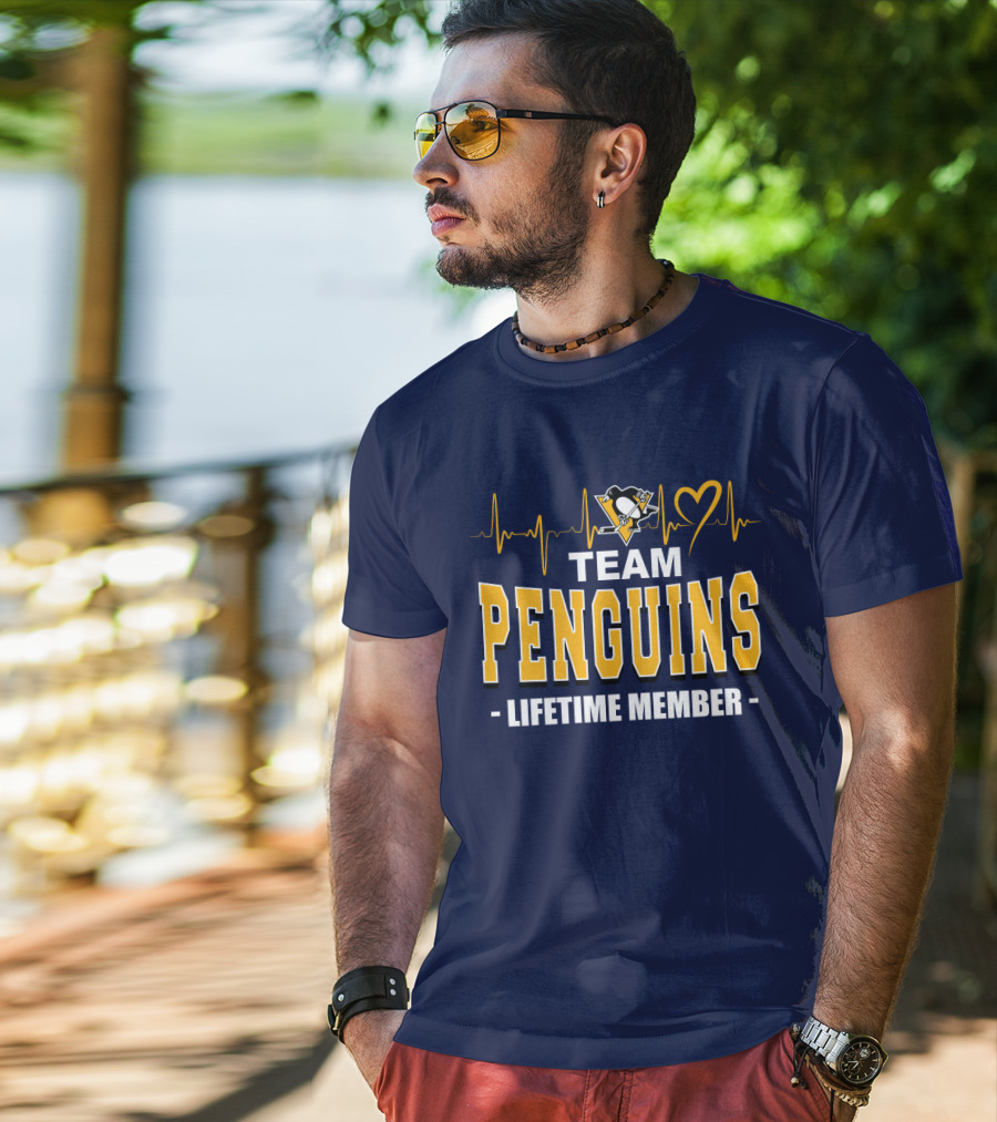 Team Penguins Lifetime Member Pittsburgh Penguins Heartbeat T-Shirt