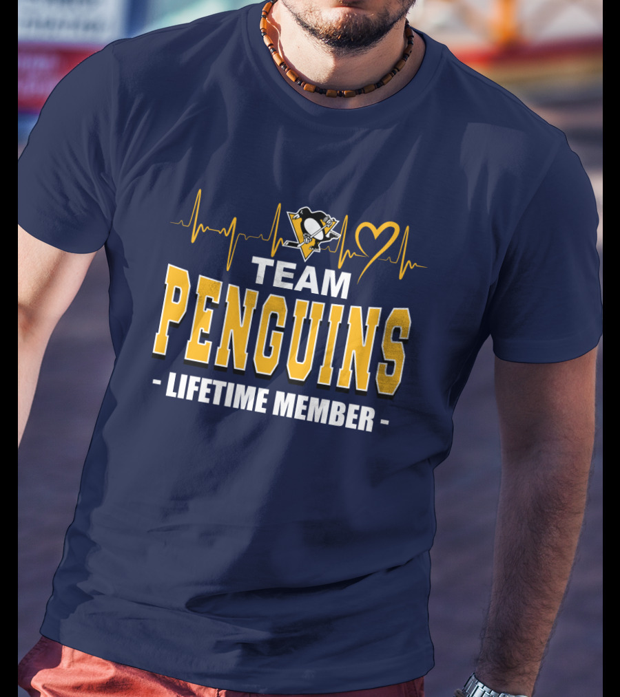 Team Penguins Lifetime Member Pittsburgh Penguins Heartbeat T-Shirt