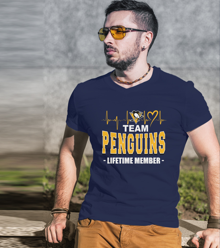 Team Penguins Lifetime Member Pittsburgh Penguins Heartbeat T-Shirt