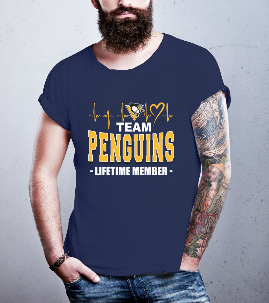 Team Penguins Lifetime Member Pittsburgh Penguins Heartbeat T-Shirt