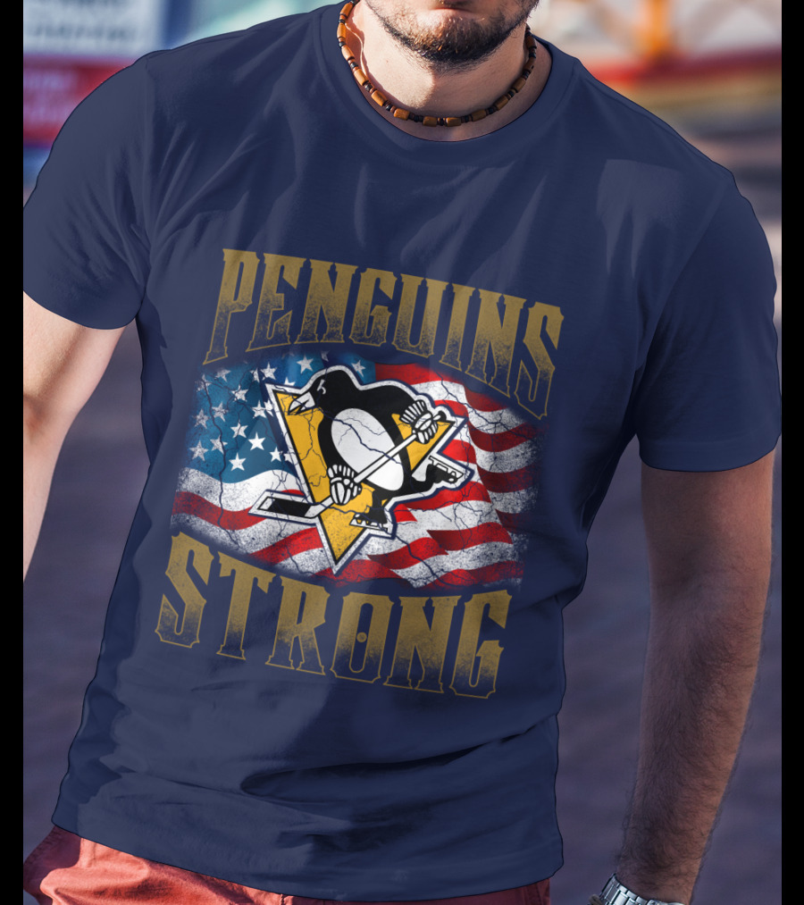 Pittsburgh Penguins Strong American Flag T-Shirt