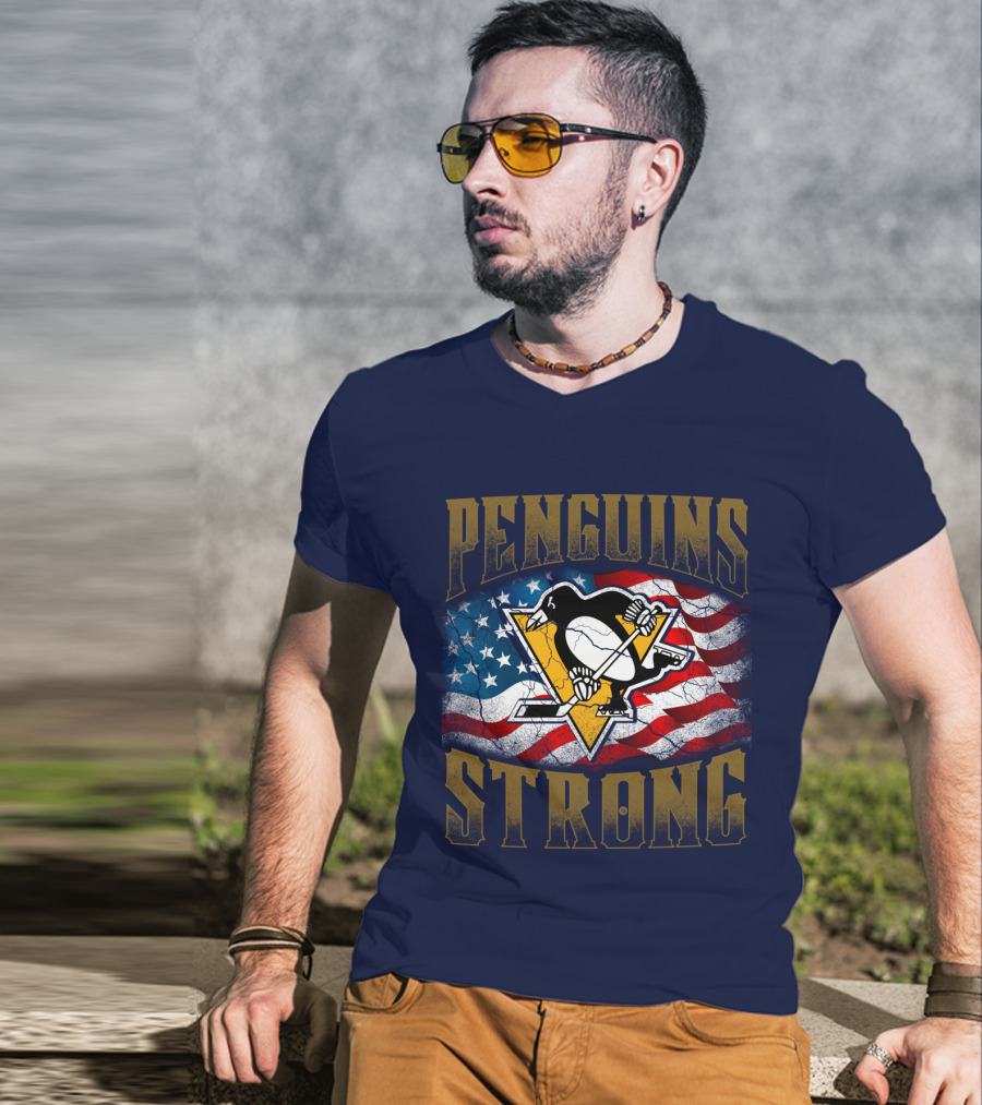 Pittsburgh Penguins Strong American Flag T-Shirt
