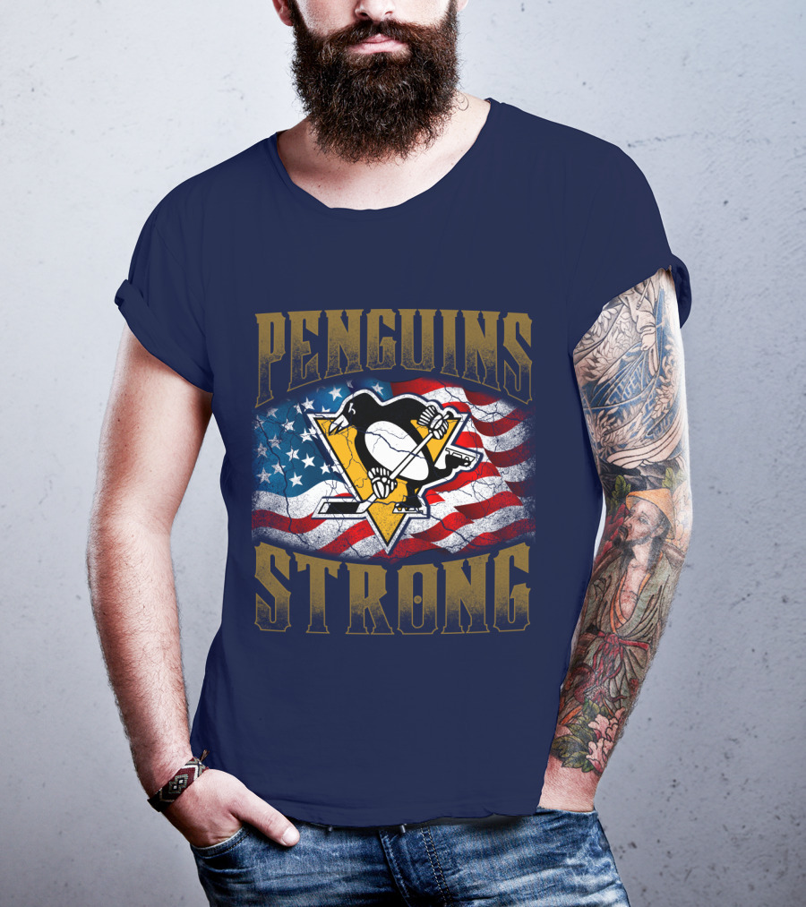 Pittsburgh Penguins Strong American Flag T-Shirt