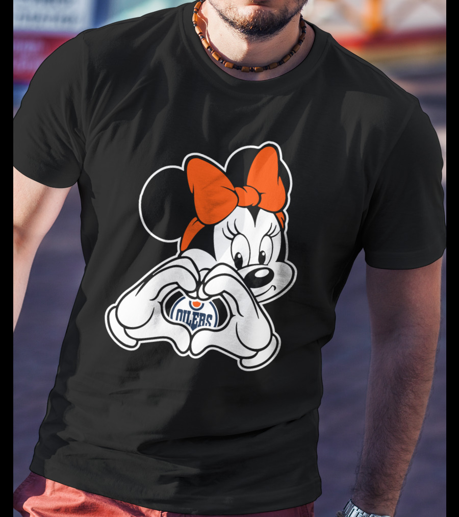 Edmonton Oilers Minnie Mouse Heart Hands T-Shirt