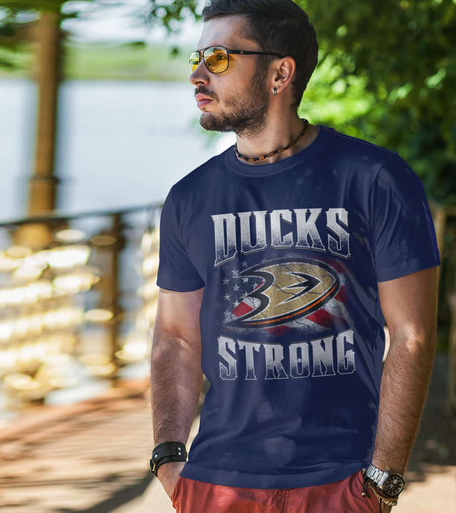Ducks Strong Anaheim Ducks American Flag T-Shirt