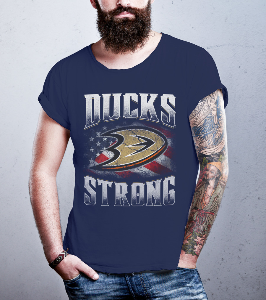 Ducks Strong Anaheim Ducks American Flag T-Shirt