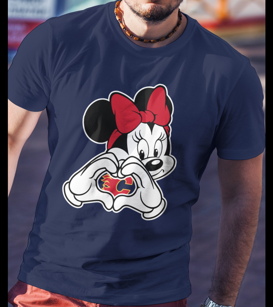 Minnie Heart Hands Calgary Flames T-Shirt