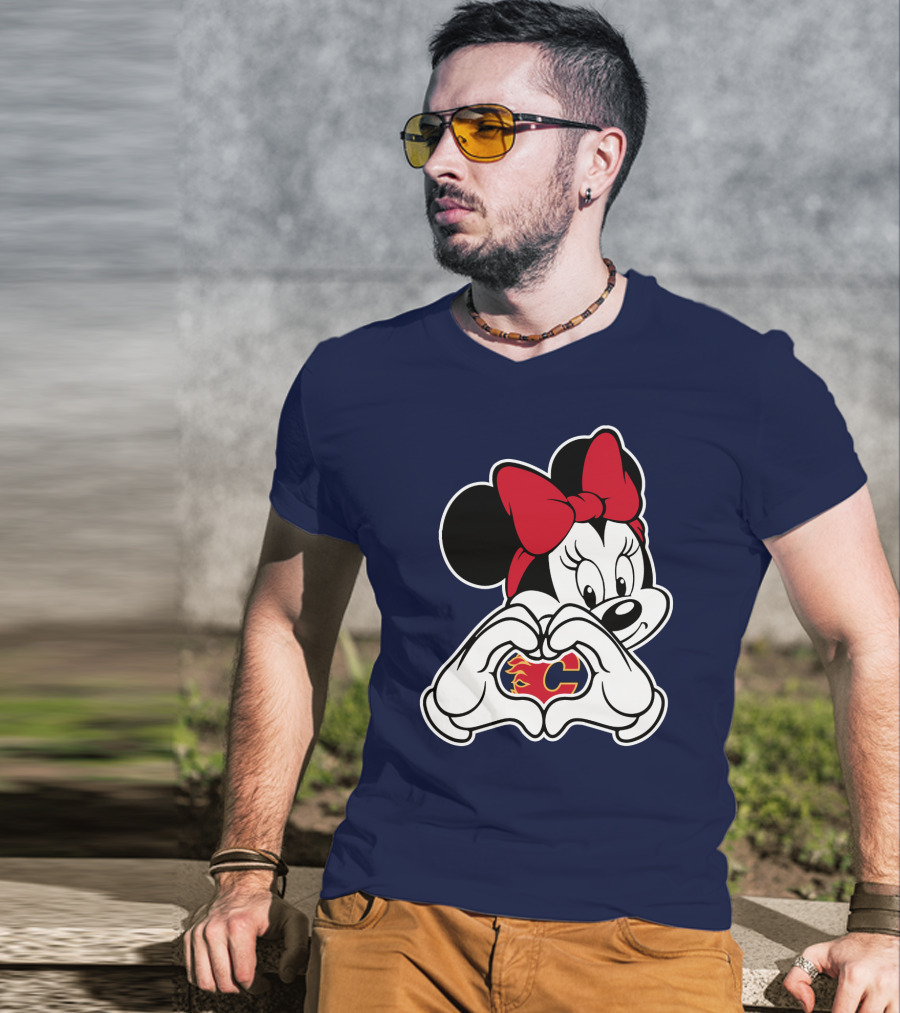 Minnie Heart Hands Calgary Flames T-Shirt