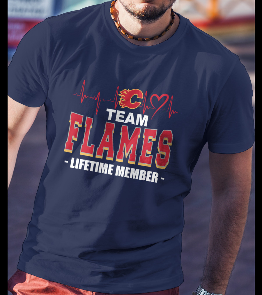Team Calgary Flames Lifetime Member Heartbeat T-Shirt