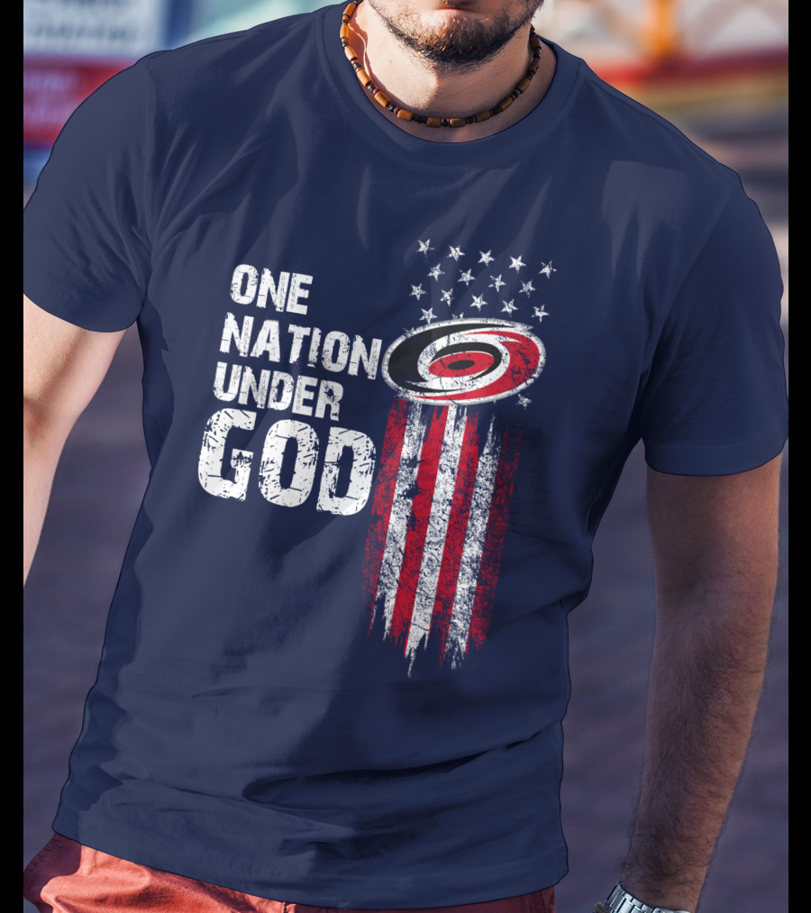 One Nation Under God Carolina Hurricanes Flag Stars T-Shirt