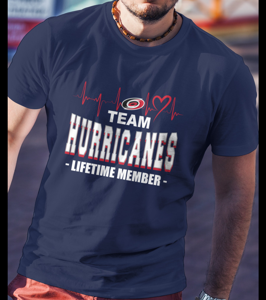 Team Hurricanes Lifetime Member Heartbeat Love T-Shirt