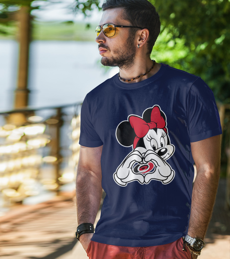Minnie Mouse Carolina Hurricanes Heart Hands T-Shirt