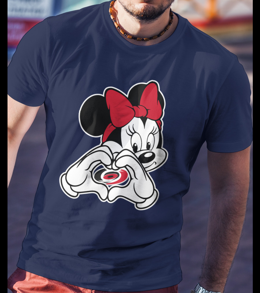 Minnie Mouse Carolina Hurricanes Heart Hands T-Shirt