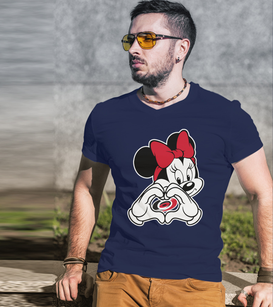 Minnie Mouse Carolina Hurricanes Heart Hands T-Shirt