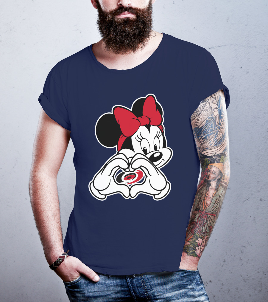 Minnie Mouse Carolina Hurricanes Heart Hands T-Shirt