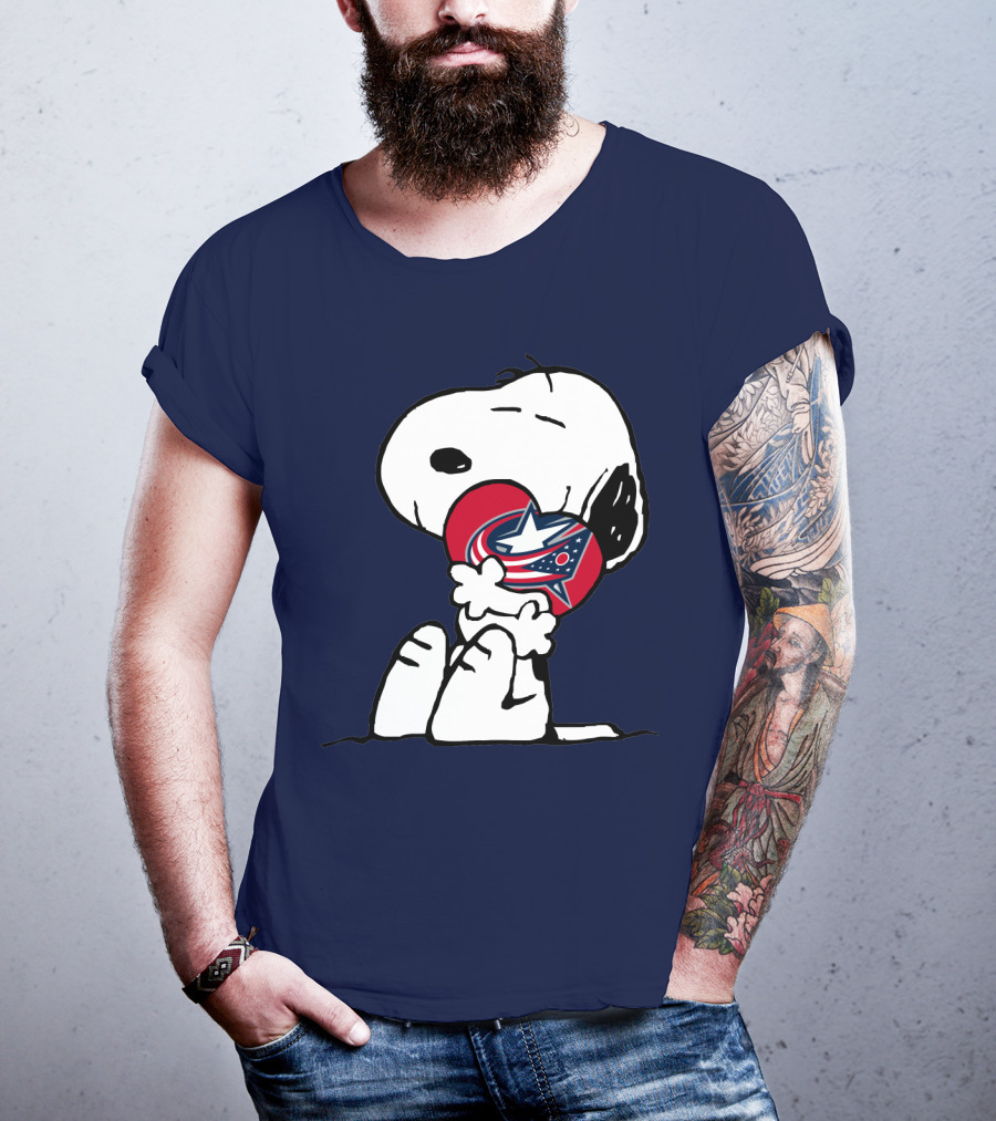 Snoopy Columbus Blue Jackets Nhl Logo Hug T-Shirt