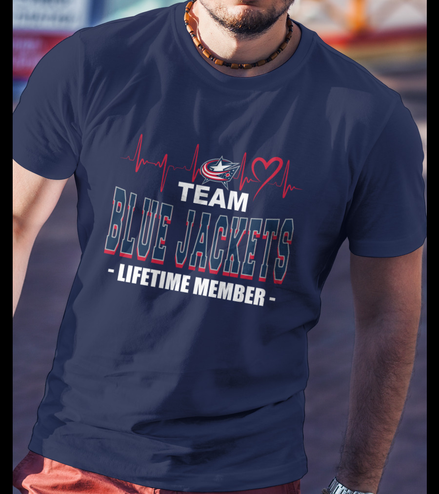 Team Blue Jackets Lifetime Member Heartbeat T-Shirt