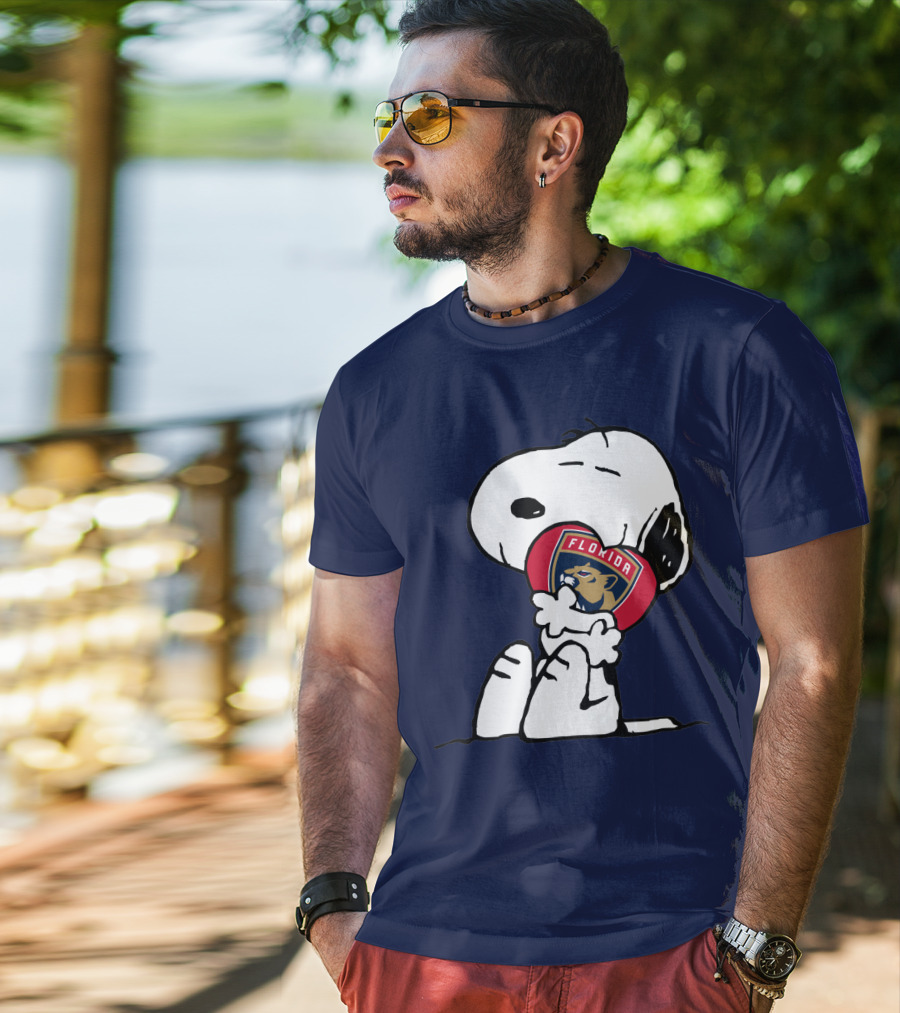 Snoopy Hugging Florida Panthers Heart T-Shirt