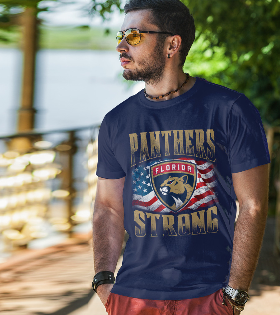 Panthers Strong Florida American Flag T-Shirt