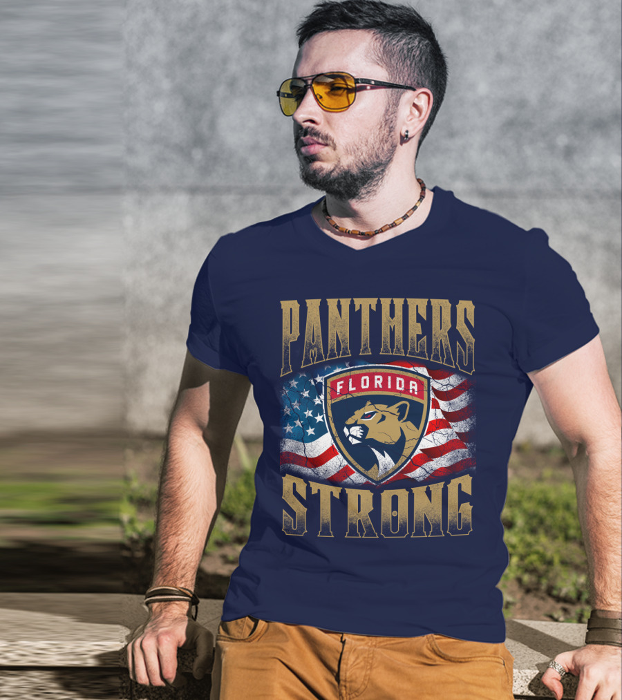 Panthers Strong Florida American Flag T-Shirt