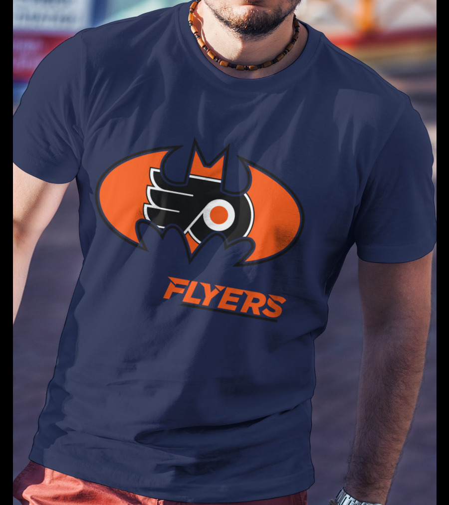 Philadelphia Flyers Batman Logo Crossover T-Shirt