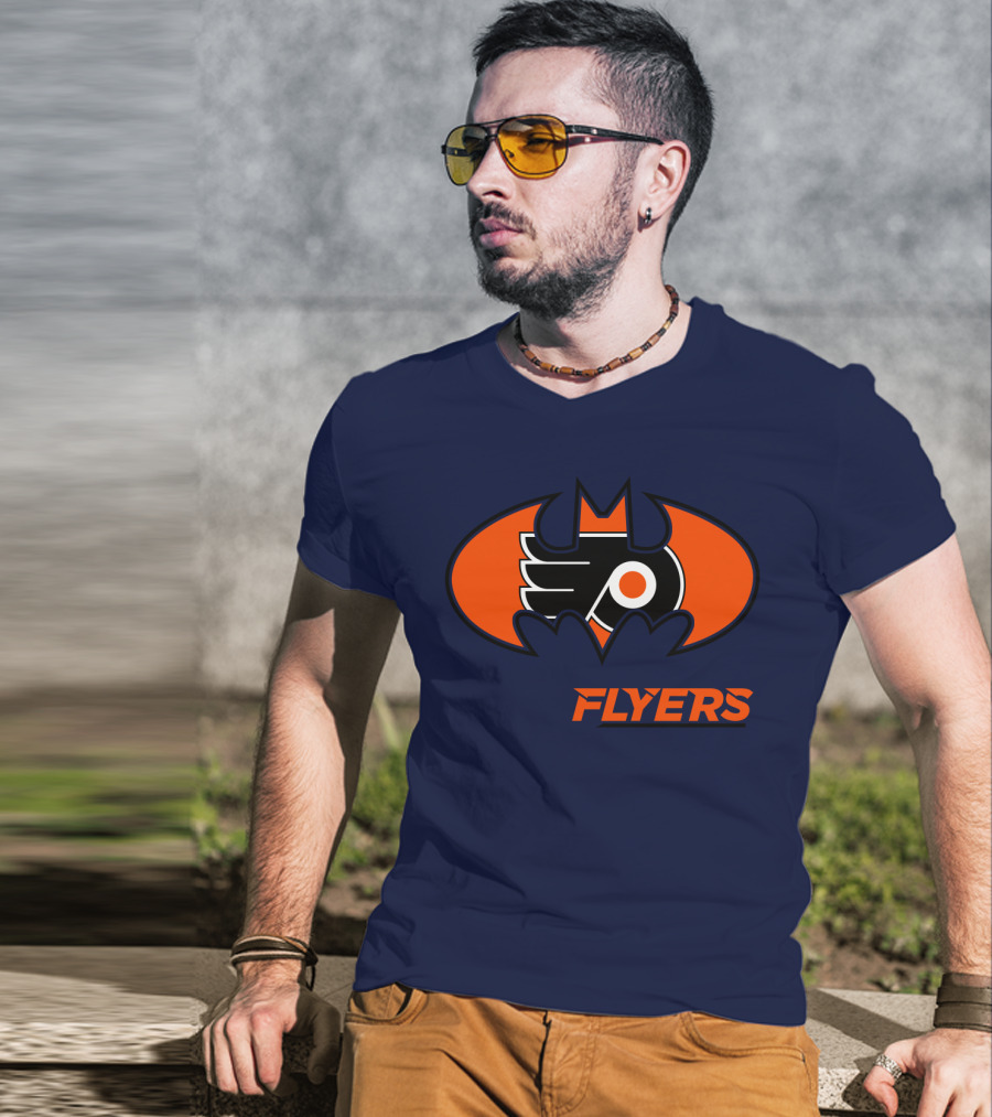 Philadelphia Flyers Batman Logo Crossover T-Shirt