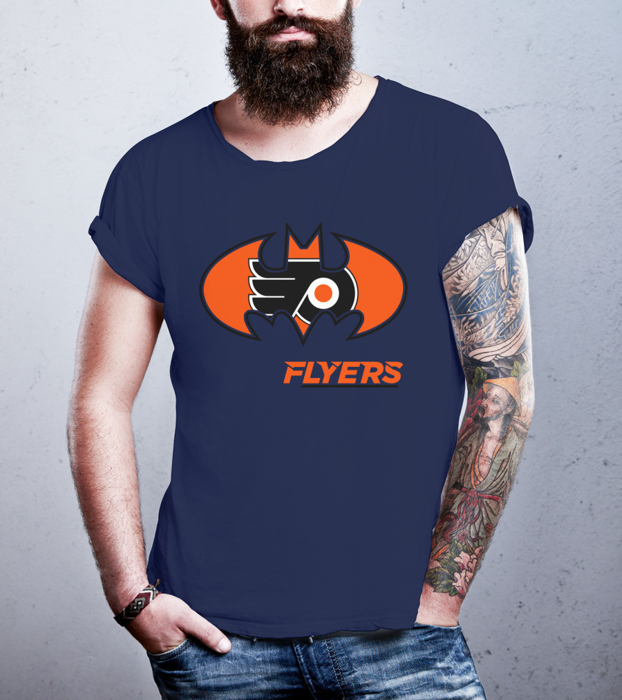Philadelphia Flyers Batman Logo Crossover T-Shirt