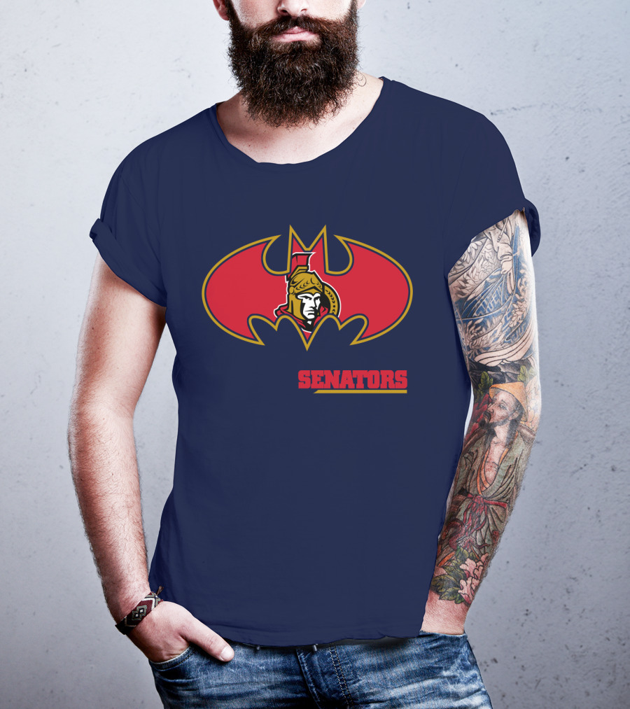 Senators Bat Symbol With Ottawa Senators T-Shirt