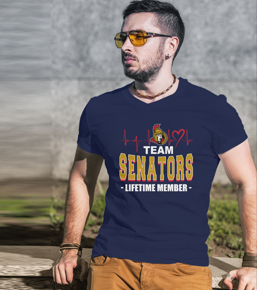 Team Senators Lifetime Member Ottawa Senators Heartbeat T-Shirt