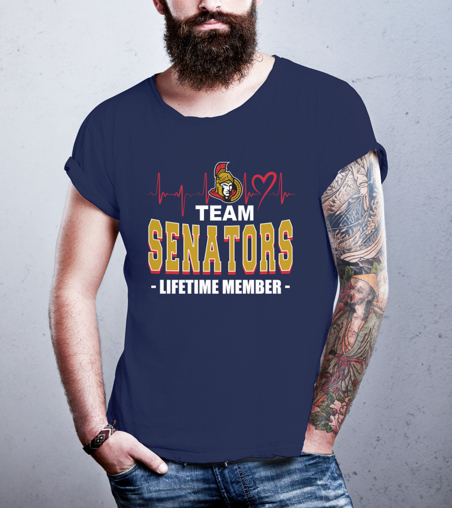 Team Senators Lifetime Member Ottawa Senators Heartbeat T-Shirt