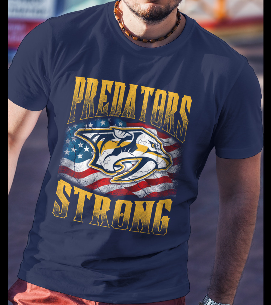 Predators Strong American Flag Nashville Predators T-Shirt