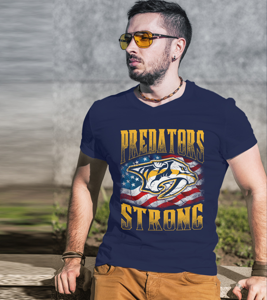 Predators Strong American Flag Nashville Predators T-Shirt