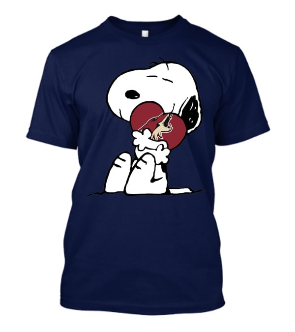 Snoopy Arizona Coyotes Hockey Team Heart Logo Hug T-Shirt