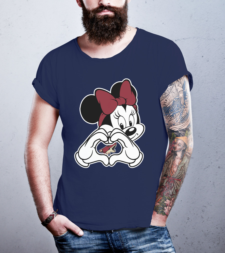 Minnie Mouse Arizona Coyotes Heart Hands T-Shirt
