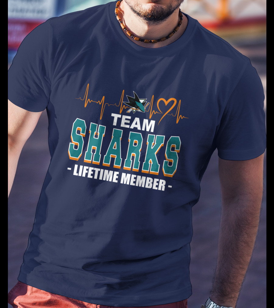 Team Sharks San Jose Lifetime Member Heartbeat T-Shirt