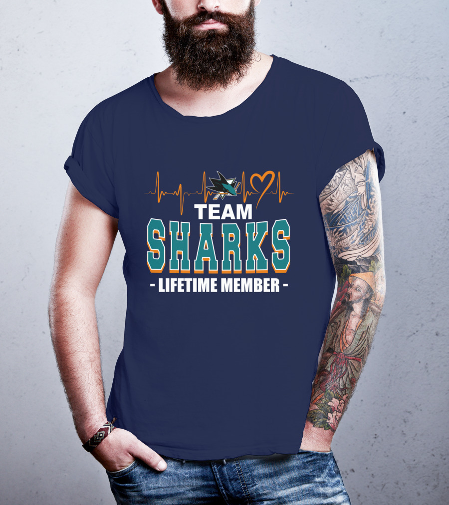 Team Sharks San Jose Lifetime Member Heartbeat T-Shirt