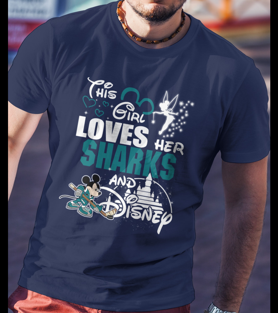 This Girl Loves Her Sharks And Disney T-Shirt