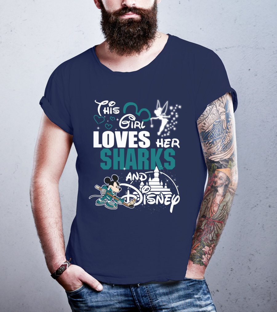 This Girl Loves Her Sharks And Disney T-Shirt