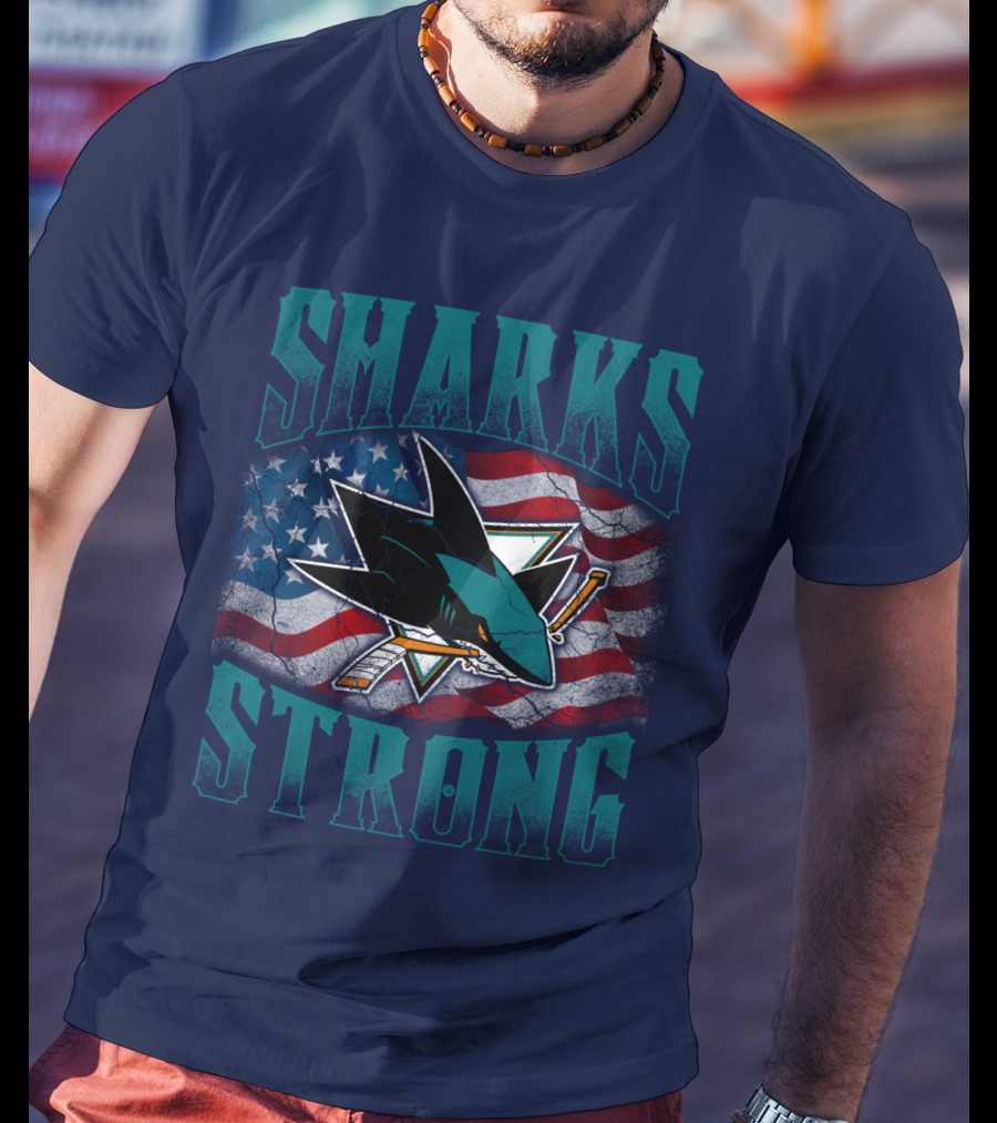 Sharks Strong American Flag San Jose Sharks T-Shirt