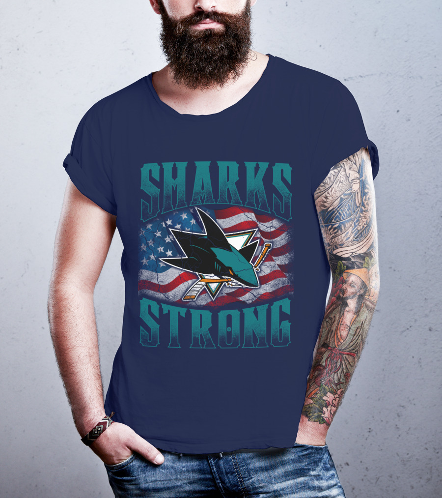 Sharks Strong American Flag San Jose Sharks T-Shirt
