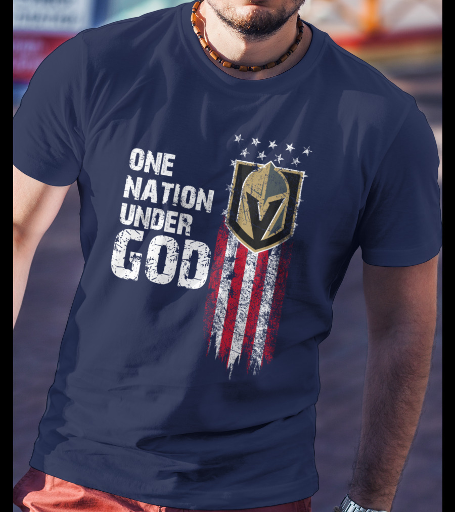 One Nation Under God Vegas Golden Knights Logo Stars And Stripes T-Shirt