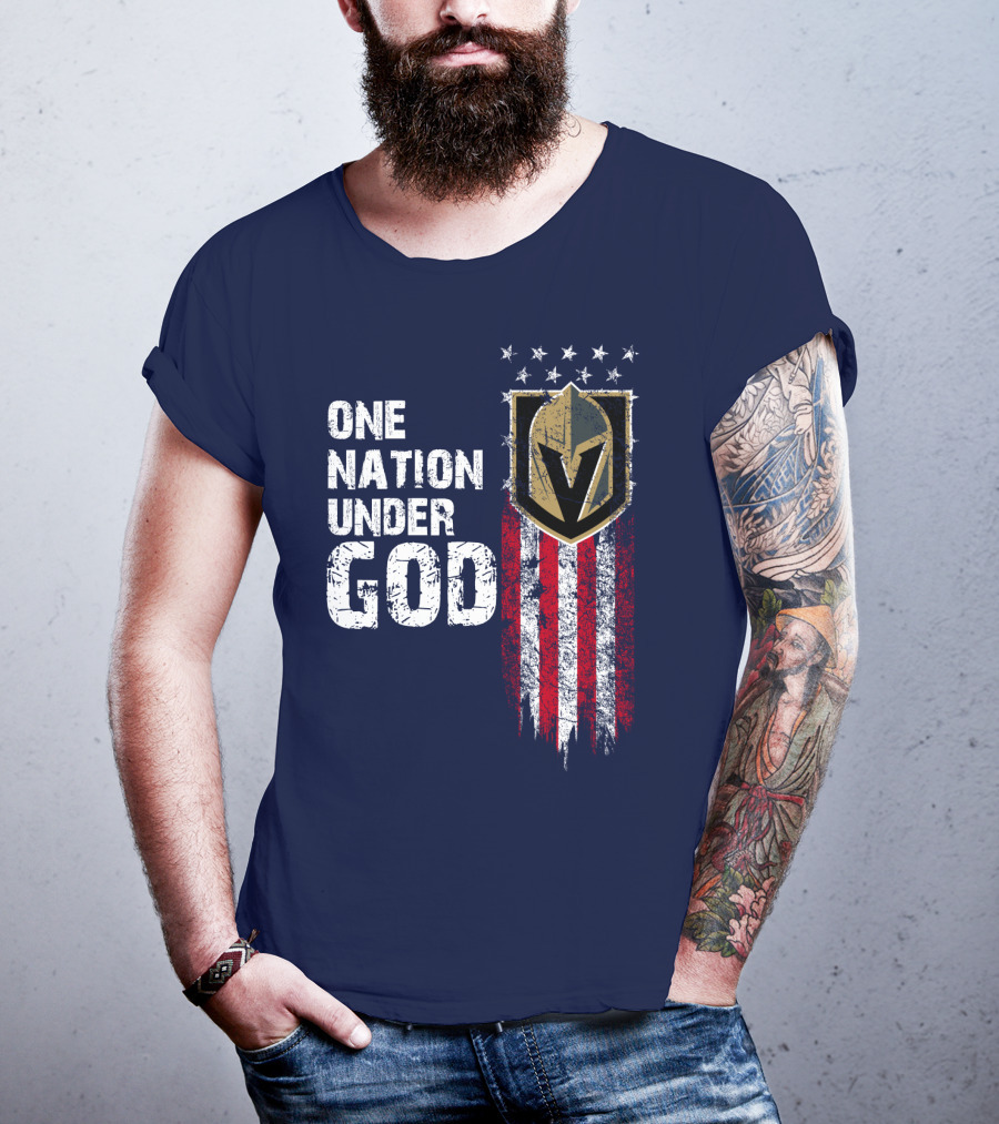 One Nation Under God Vegas Golden Knights Logo Stars And Stripes T-Shirt