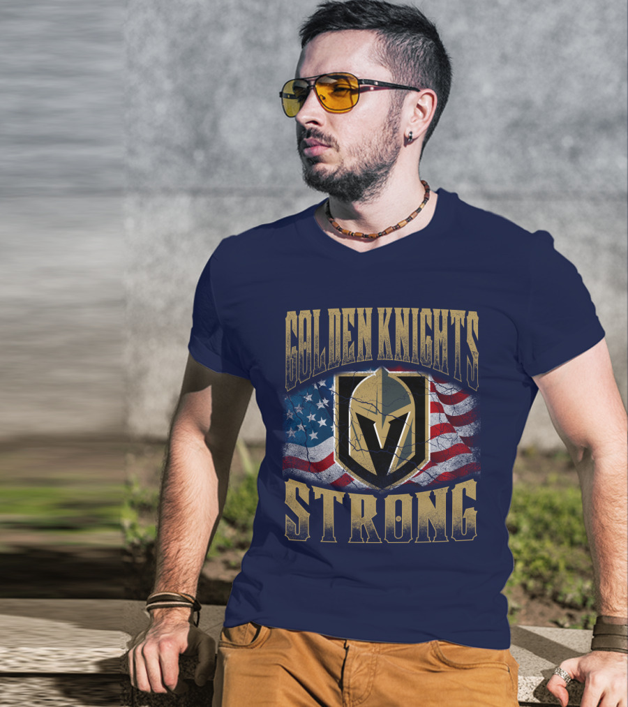 Golden Knights Strong American Flag T-Shirt