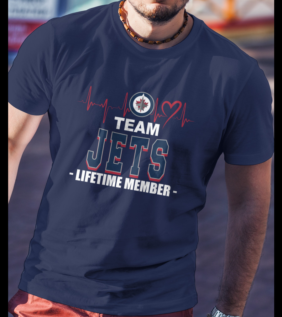 Team Jets Lifetime Member Winnipeg Jets Heartbeat T-Shirt
