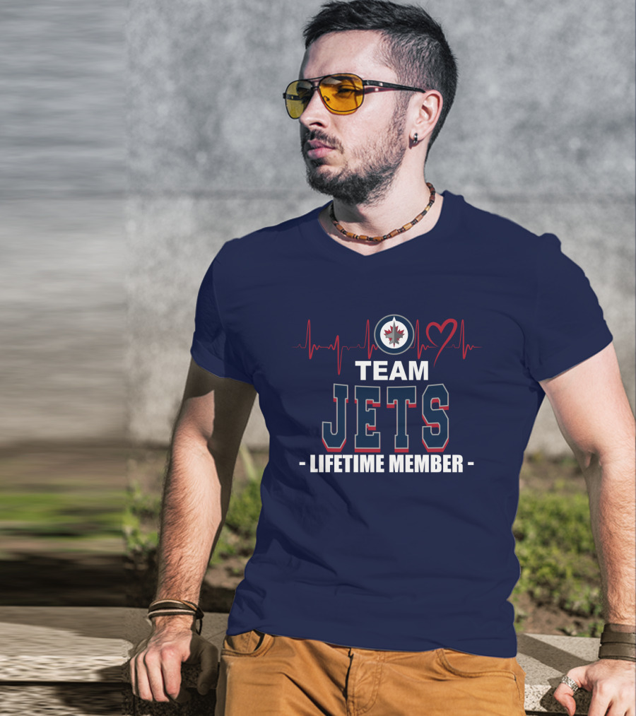 Team Jets Lifetime Member Winnipeg Jets Heartbeat T-Shirt