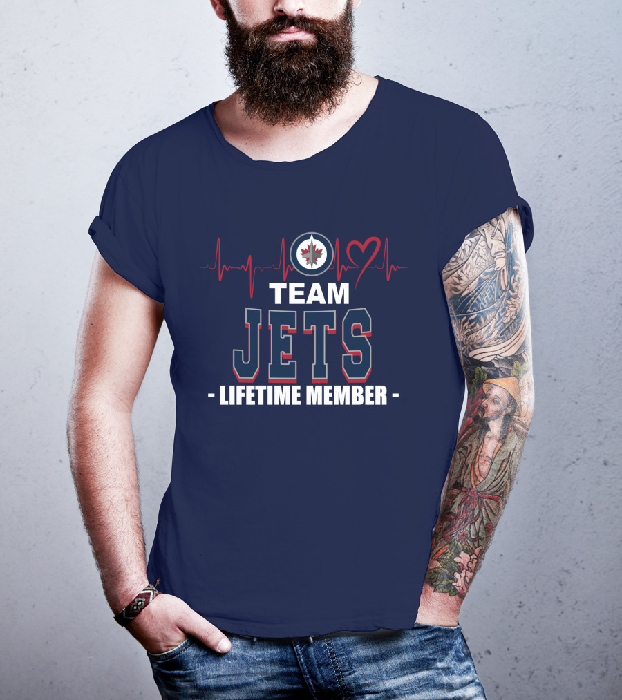 Team Jets Lifetime Member Winnipeg Jets Heartbeat T-Shirt