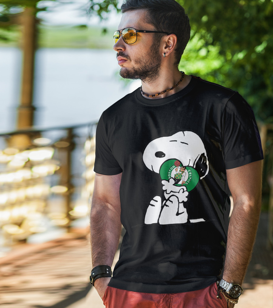 Snoopy Hugging Boston Celtics T-Shirt